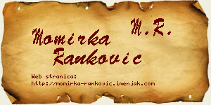 Momirka Ranković vizit kartica
